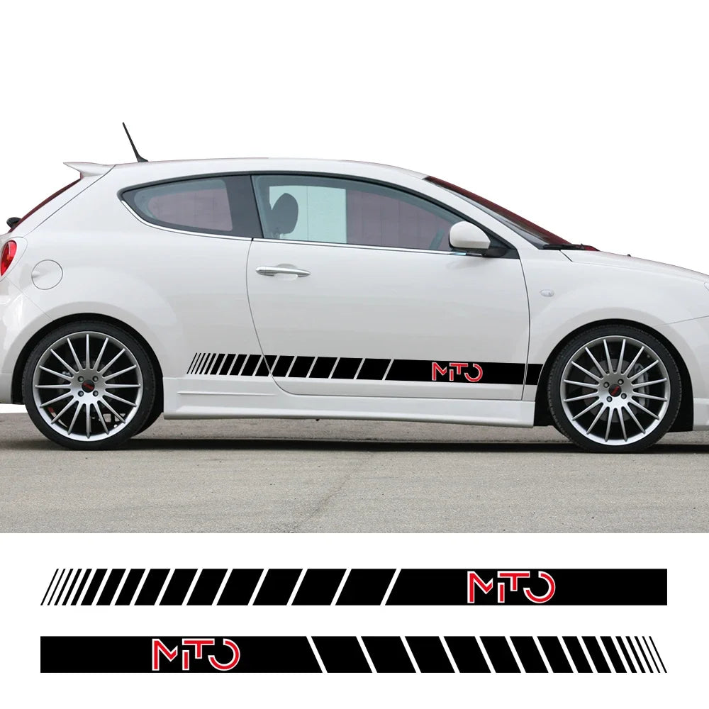 2pcs Car Side Skirt PVC Stickers Sport Graphics Vinyl Film Decals Decoration Kit Auto SUV Tuning Accessories For Alfa Romeo Mito