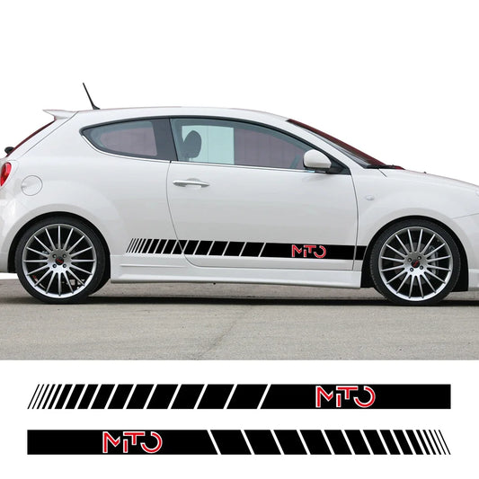 2pcs Car Side Skirt PVC Stickers Sport Graphics Vinyl Film Decals Decoration Kit Auto SUV Tuning Accessories For Alfa Romeo Mito
