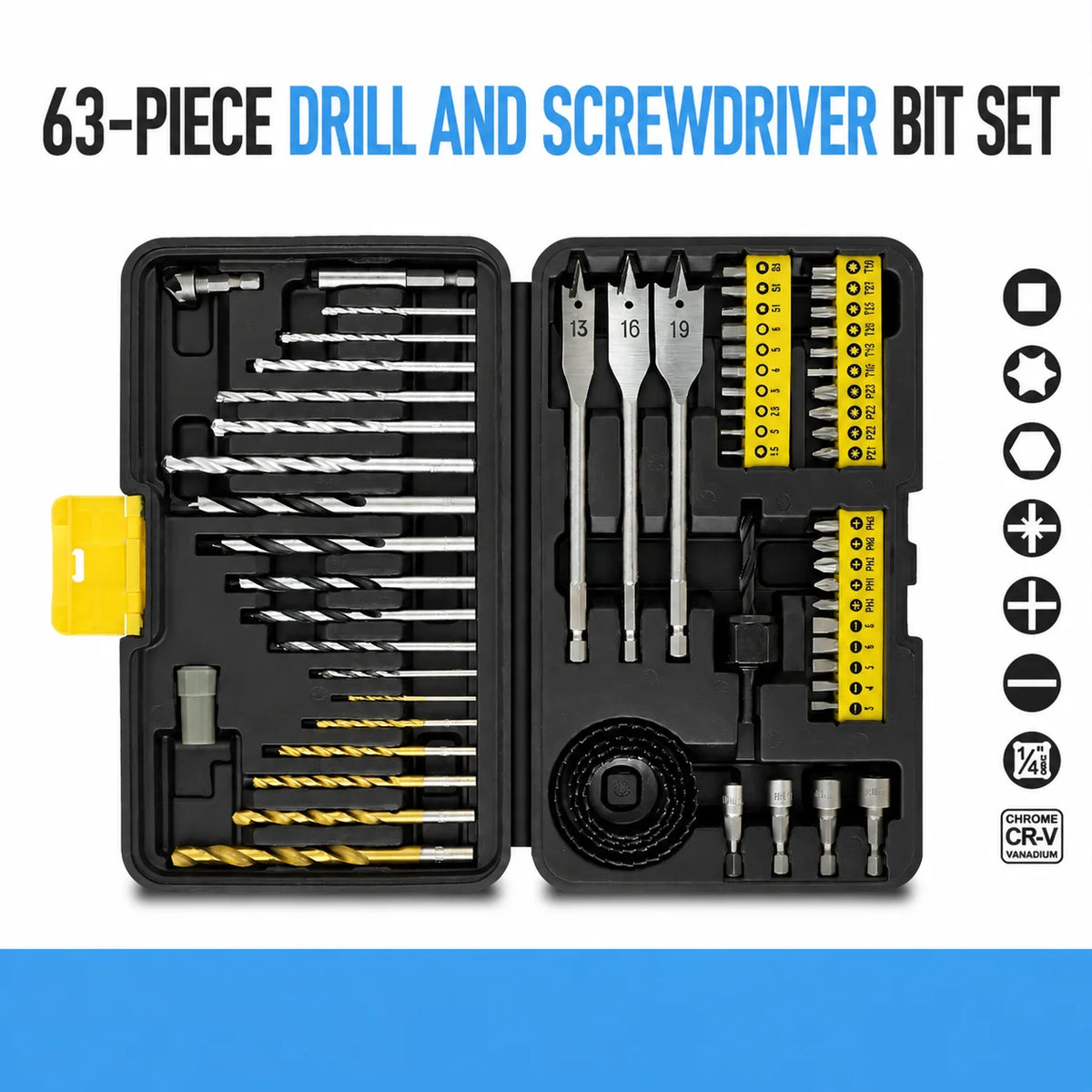 Twist Drill Bit Set for Metal, Wood, Masonry & Concrete