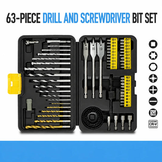 Twist Drill Bit Set for Metal, Wood, Masonry & Concrete