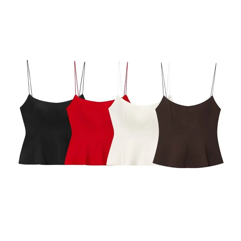 Ele Bal Crop Top Women's Faion Spring Summer Slim Fit Elastic Skirt Sle Hemline New Arrival Vest Strap Tops