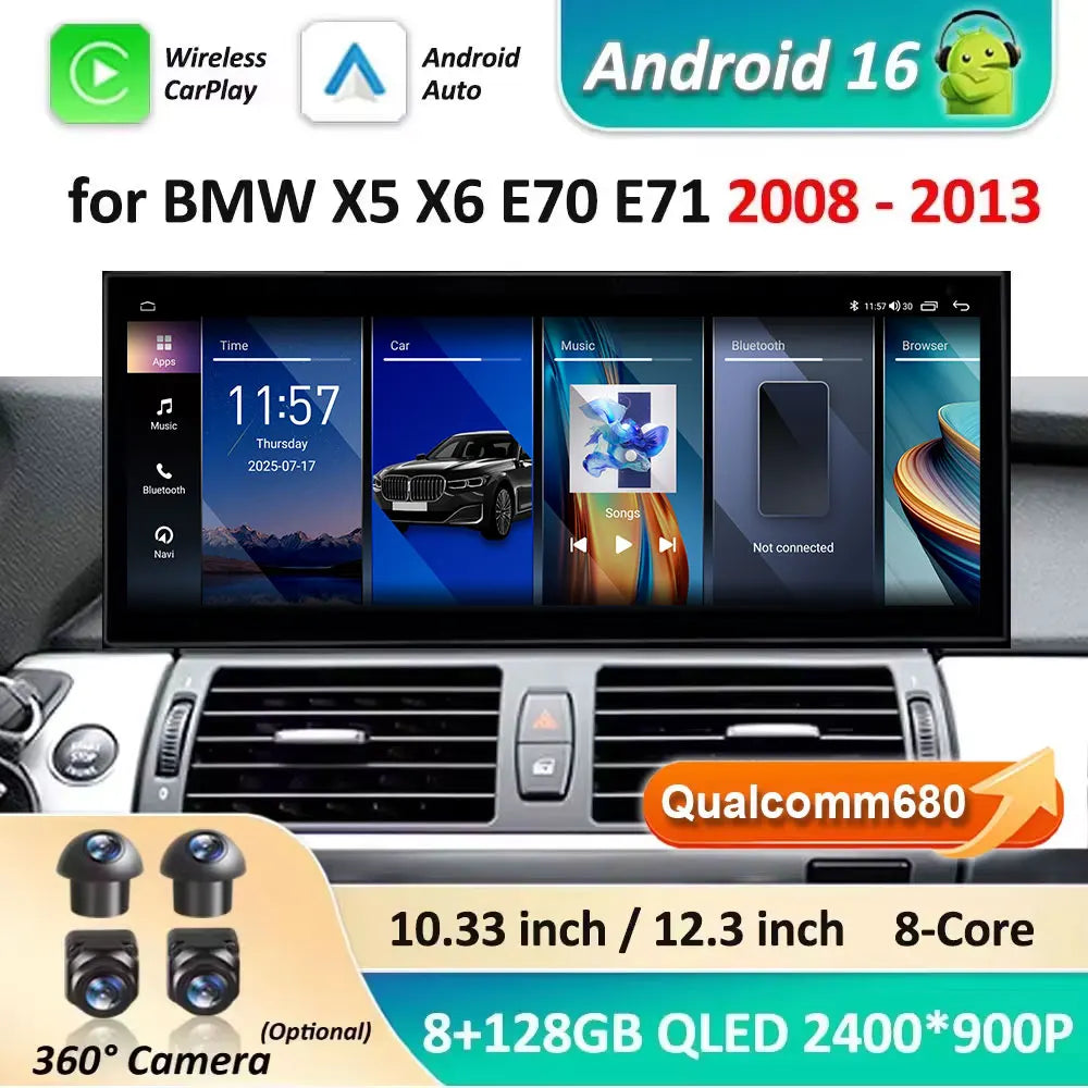 Navigation GPS Android 16 for BMW X5 X6 E70 E71 2008 - 2013 ClC/CCC System Car Radio Multimedia Player BT 4G DSP Stereo WiFi 4Ｇ