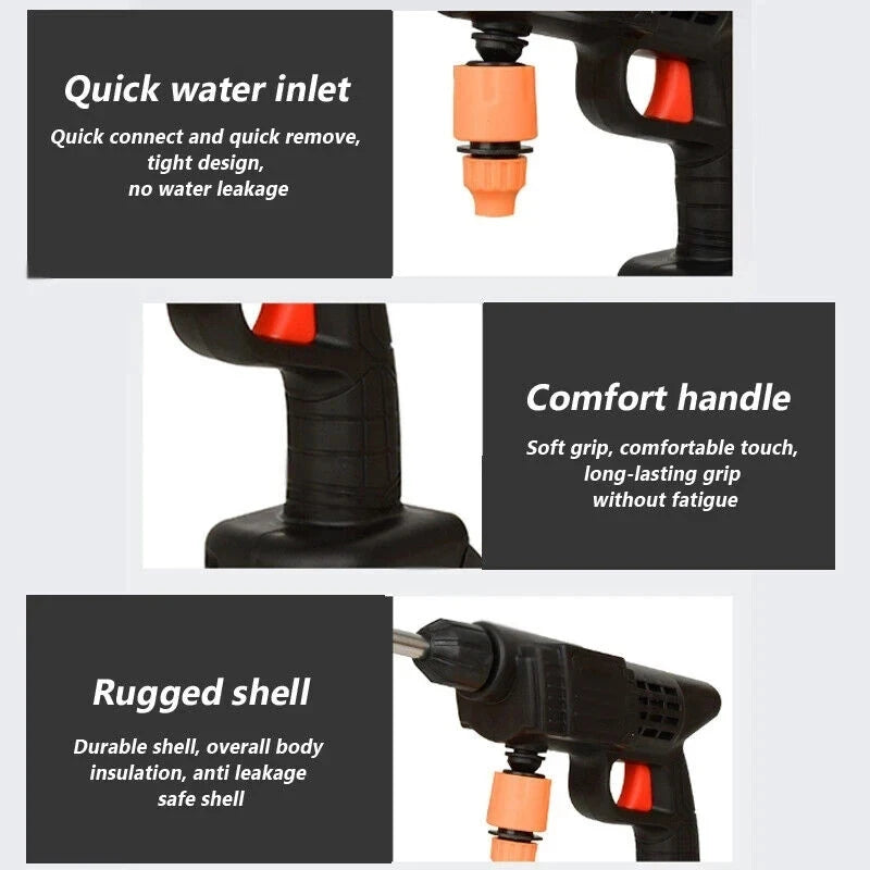 Wireless High-Pressure Car Wash Gun — 300W Self-Priming Washer