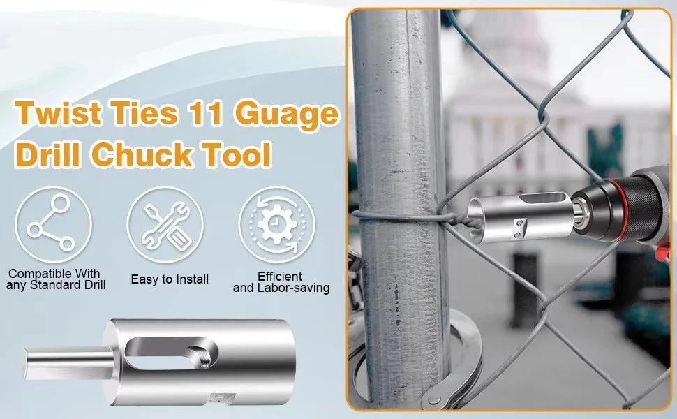Portable Tie Wire Twister Tool Iron Wire Knotter with Drill Chuck for Electrical and Construction Wiring Twisting