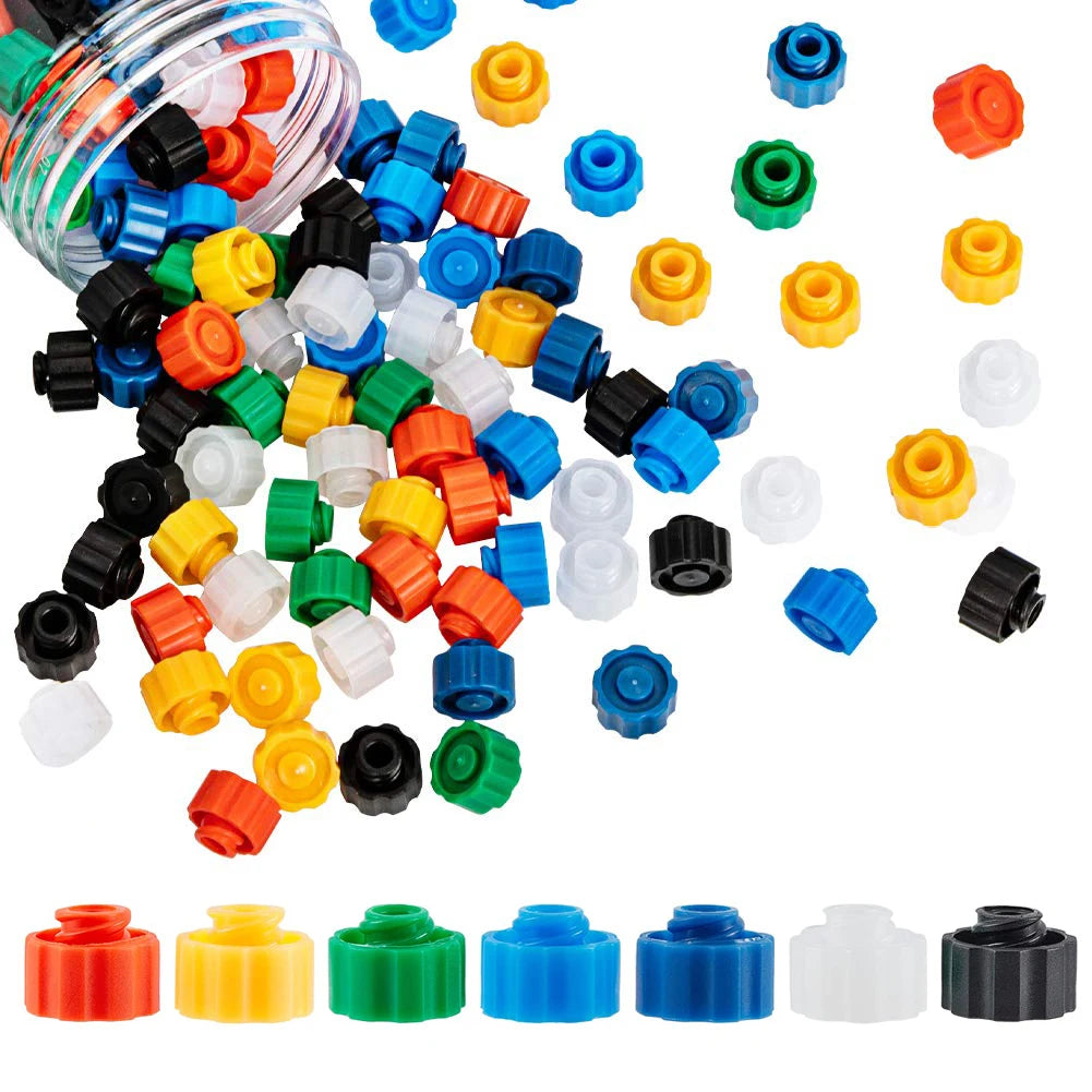 140 Pc Luer Lock Syringe Tip Caps, 7 Colours Lab Supplies