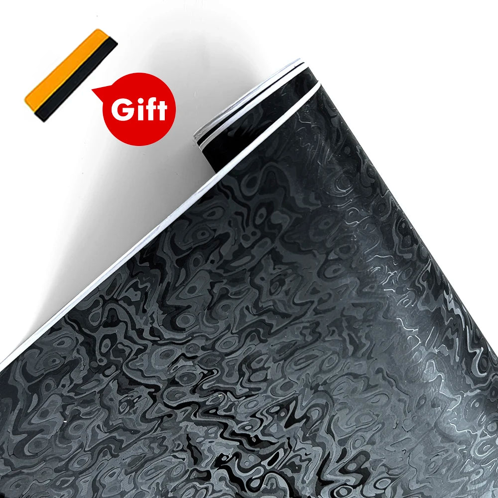 Black Forged Carbon Fiber Vinyl Wrap Cosmic Hex Diamond Ghost Auto Wrapping Film for Car & Motorcycle Interior Exterior Stickers