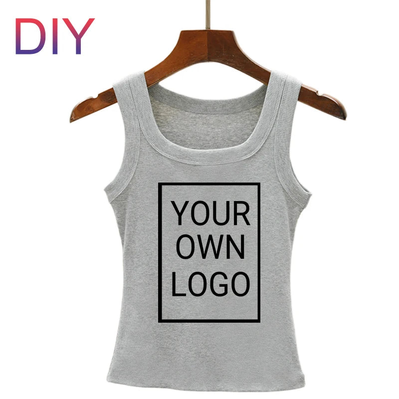 Customize Pattern DIY Picture Women Korean Tank Tops Thread Casual Street Vest Hip Hop Sleeveless Clothes Summer Y2K Woman Vests