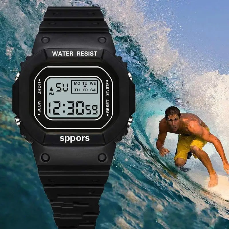 LED Sports Watch for Boys & Girls Student Electronic Square Digital Waterproof Rubber Clock Colorful Men Women