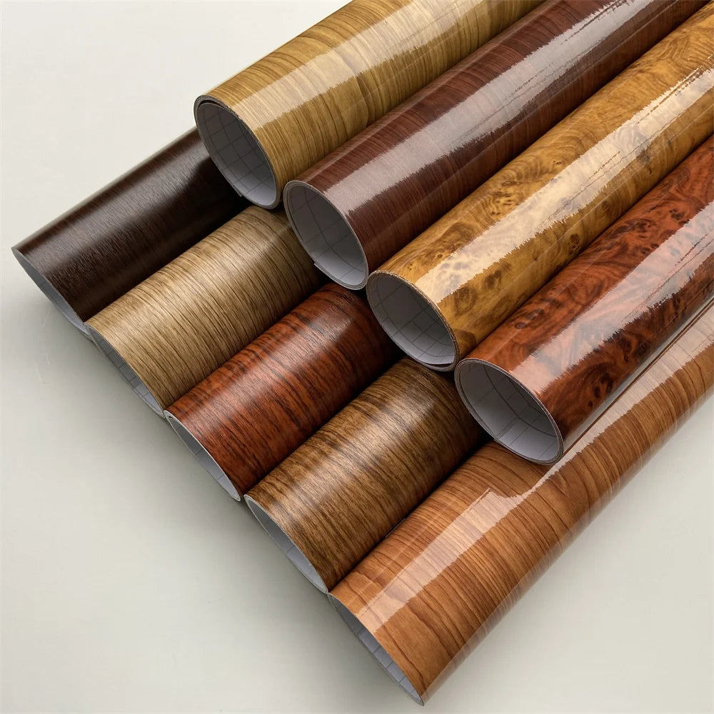 Wood Vinyl Wrap Film Car Sticker Interior Furniture Bubble Free Self Adhesive Wooden Textured Grain Decorative Film Cabinet