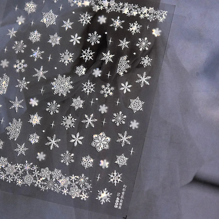 5D Embossed Mini Snowman Snow Nail Decorations Stickers Self Adhesive Nail Stickers Winter Christmas Nail Art Accessories Decals
