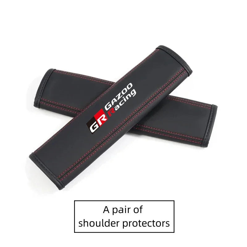 PU Leather Car Headrest Pillow Seatbelt Shoulder Pad For Toyota GR Sport GAZOO RACING Yaris Hil Corolla Car Accessories