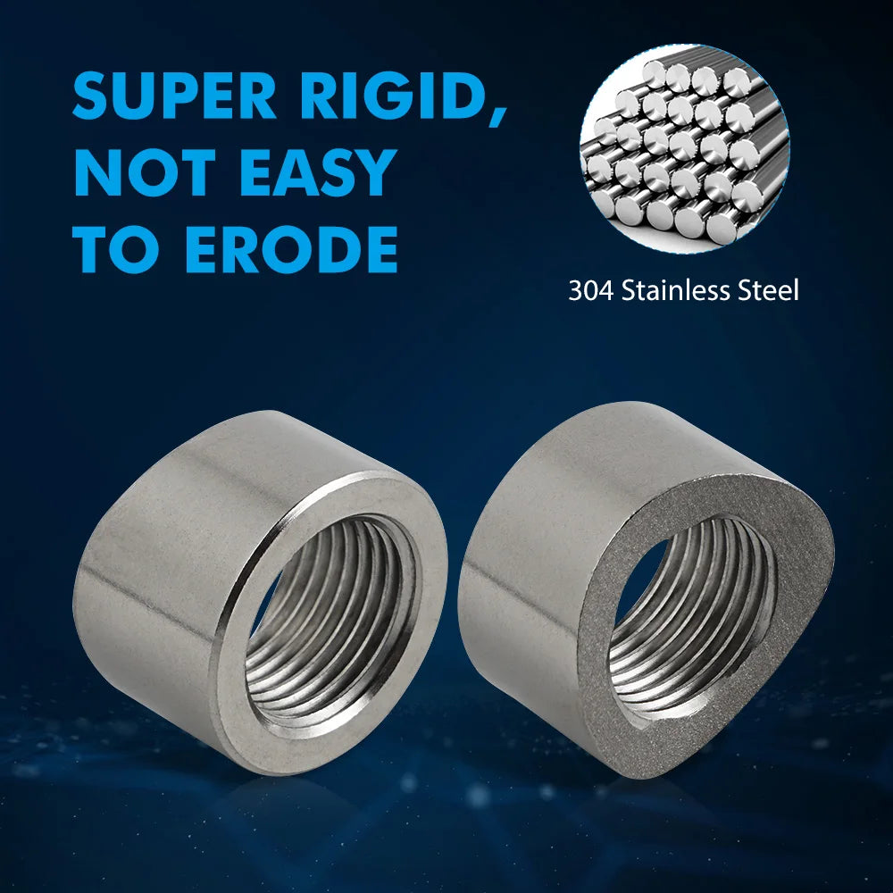 M18x1.5 O2 Sensor Weld Bung Nut — 304 Stainless, 4-Pack