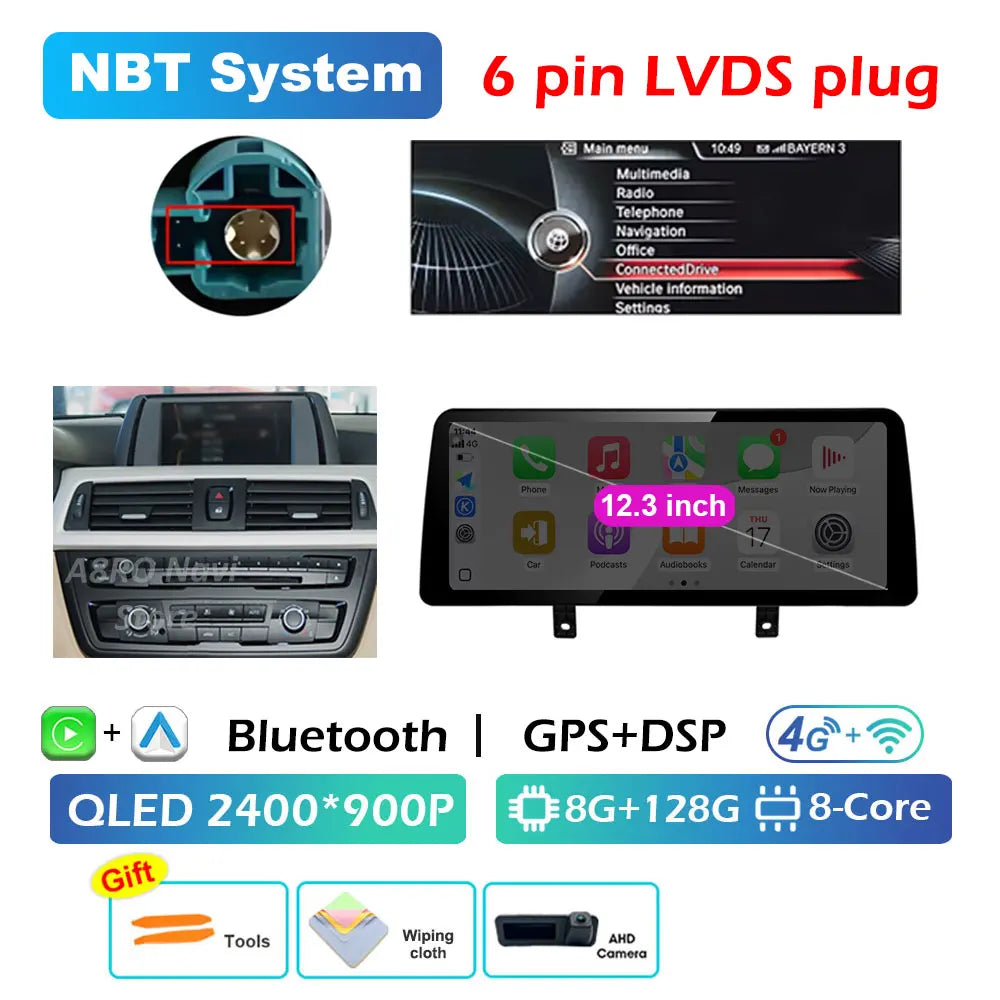 Wireless CarPlay & Android Auto Retrofit Module, Compatible with BMW 3 4 Series F30 F32 (NBT EVO)