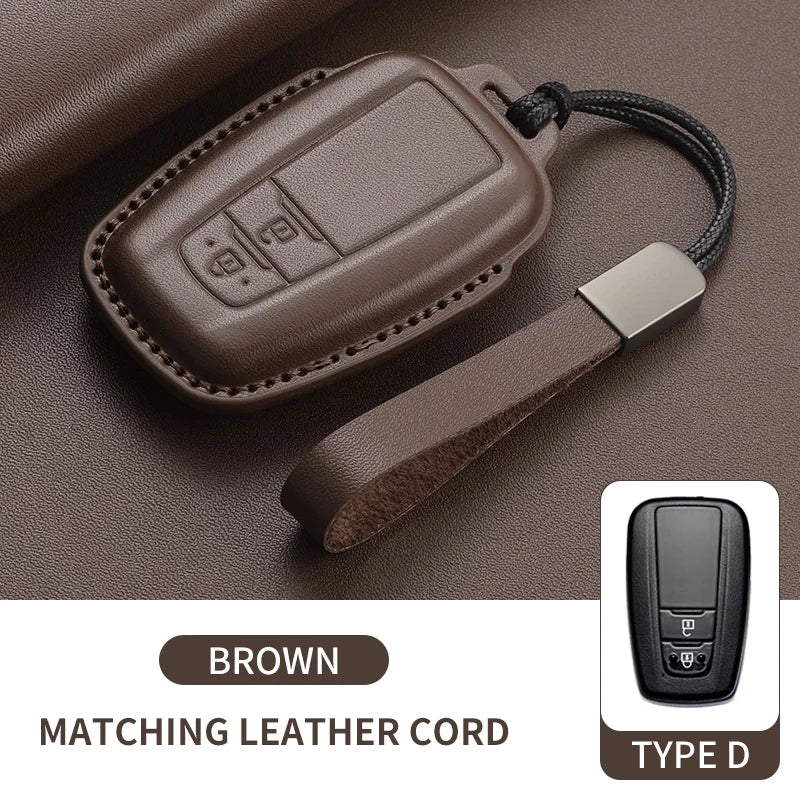 New Leather Car Remote Key Case Cover Shell For Toyota Prius Camry Corolla Avalon CHR RAV4 Land Cruiser Prado Keyless Key Fob