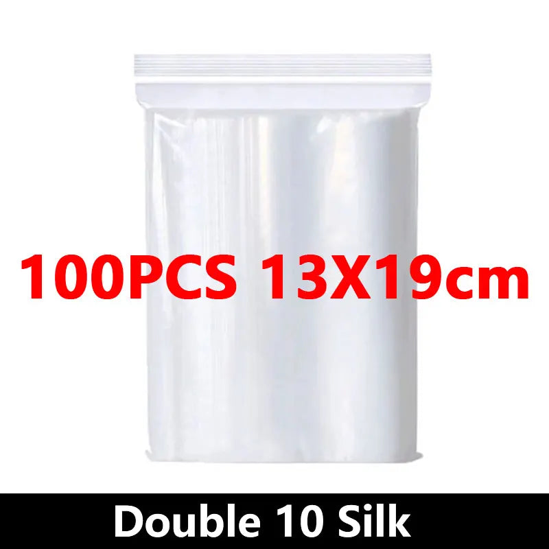 100PCS Thicken Ziplock Sealed Bags – Clear PA+PE Plastic Storage for Jewelry, Food & Packing
