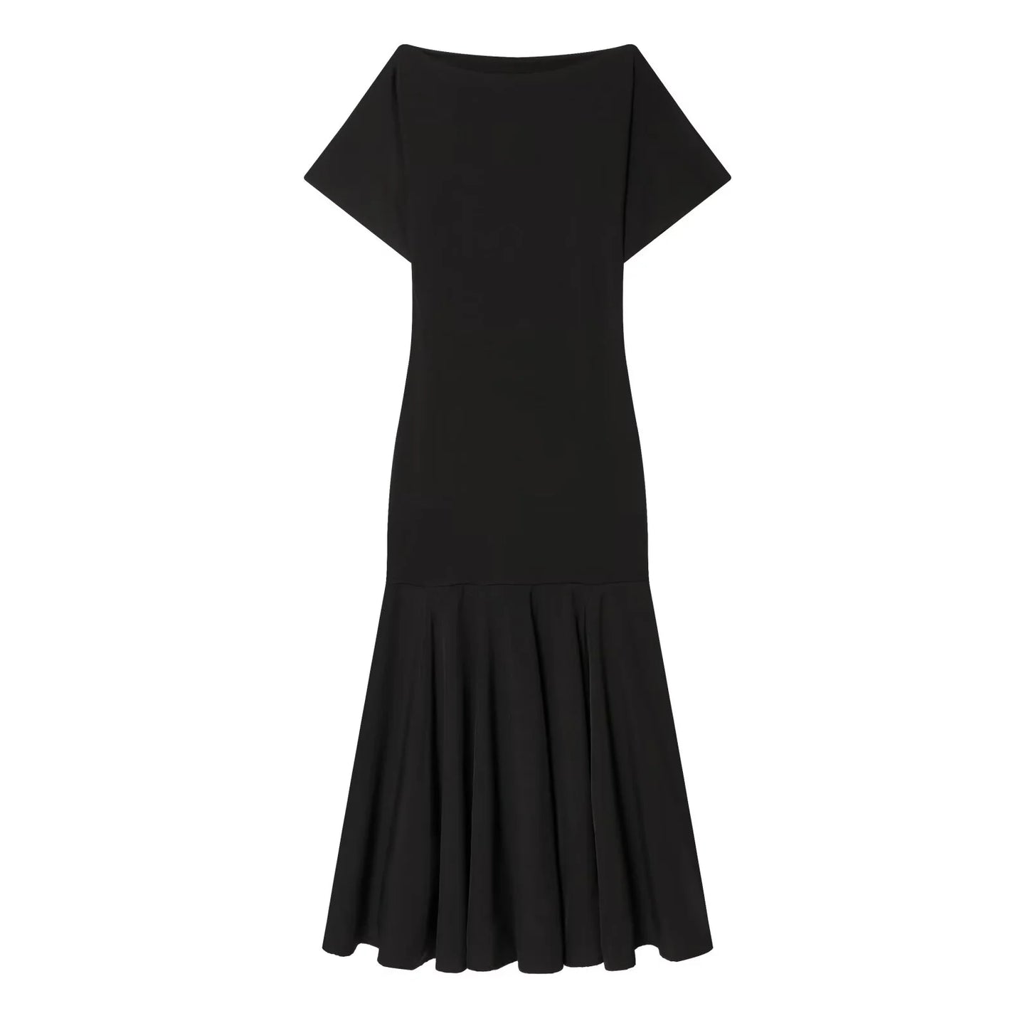 KONDALA Women's Vintage Boat Collar Pleated Slim Dress – Elegant Casual Splicing Maxi Dress 2026