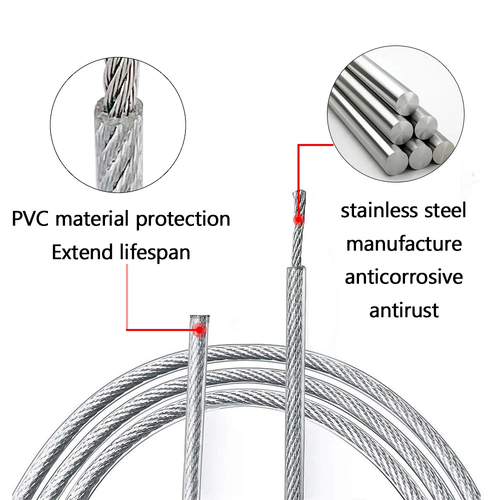 Steel Wire Rope Transparent Color PVC Plastic Coating 1.0-6mm 304 Stainless Cable Used For Clotheslines 5M/10M/20M/50M/100M
