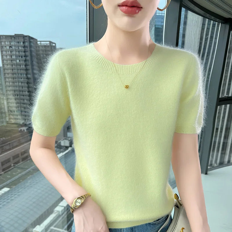 Women's Short Sleeve Knit Sweater Top