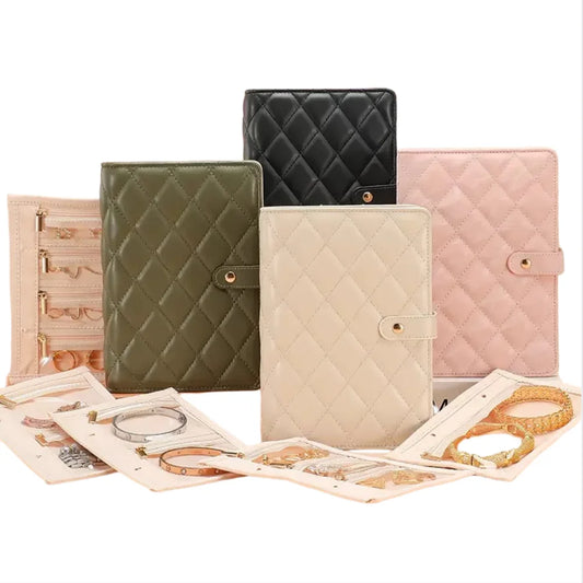 Jewelry storage box, storage bag, convenient jewelry storage book ring binder, transparent zipper velvet jewelry bag, travel ess