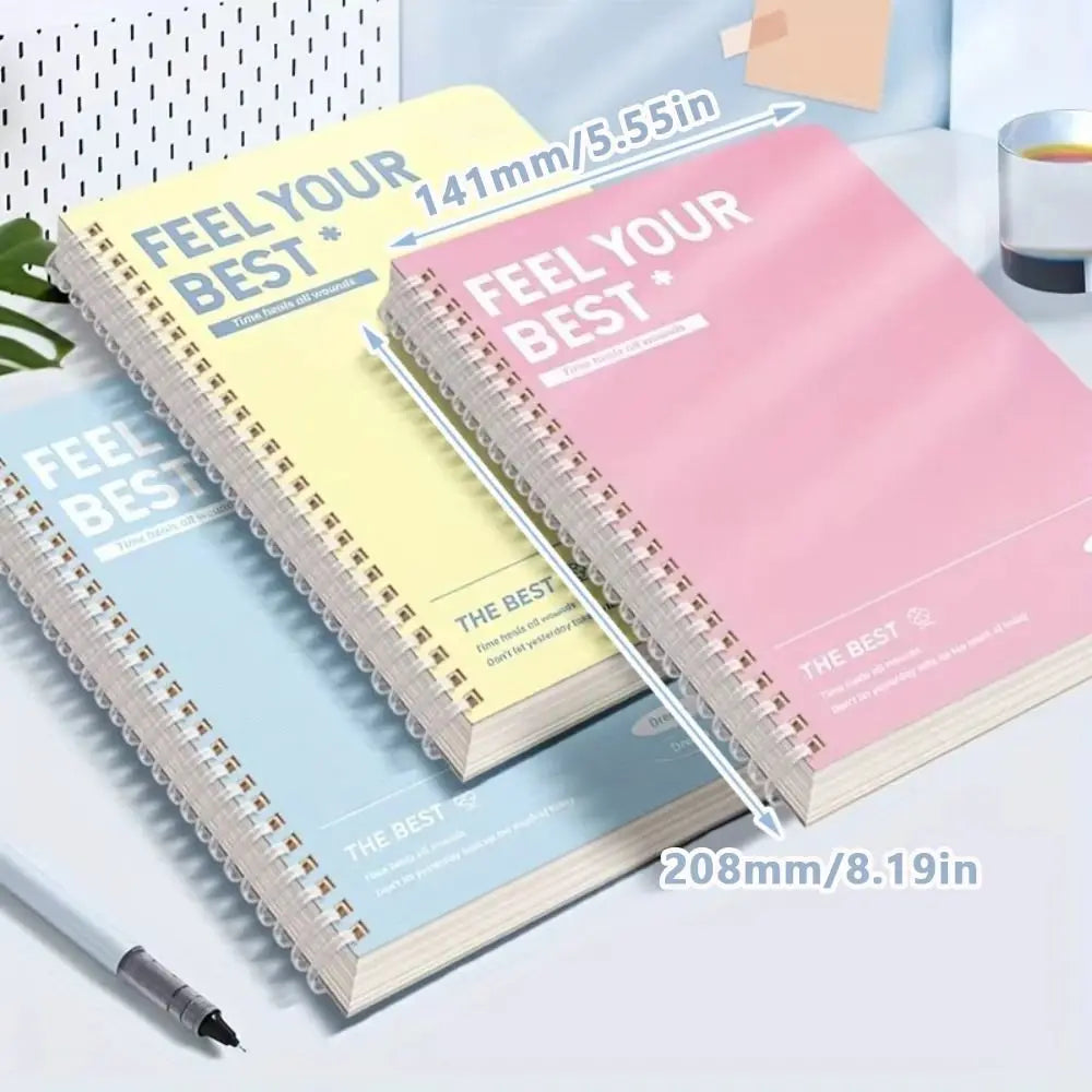 60Sheets/Book High Quality A5 Spiral Notebooks Perforated Pages Color Diary Book Horizontal Line Inner Pages Notepad Gift