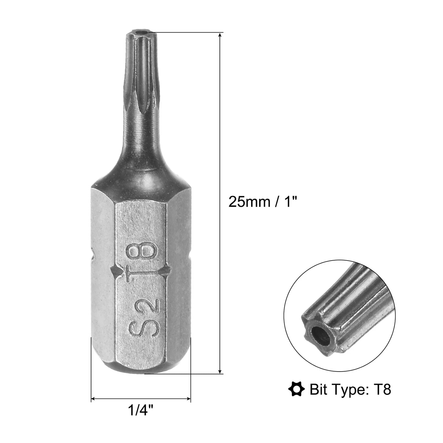 Torx Screwdriver Bits T5 T6 T8 T9 T10 T20 T25 T27 T30 T40 S2 Alloy Steel 1/4 Inch Hex Shank 25mm Magnetic Screw Driver Bit