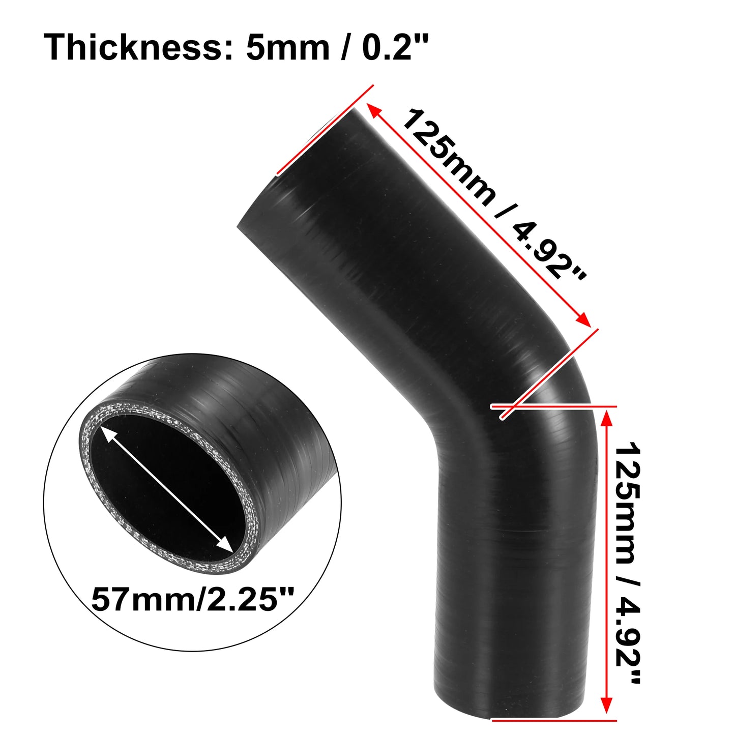 UXCELL 51mm 57mm 63mm 76mm ID 45 Degree Silicone Car Reducer Hose Coupler Intercooler Tube Pipe 3 Colors 125mm Length