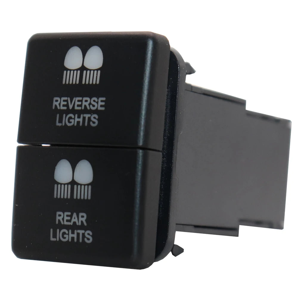 12V Dual Push Button Switch ON-Off Blue/Green Backlit 32.5mm X 22mm for Toyota 4Runner Hilux Prado RAV4, with Connector Wire