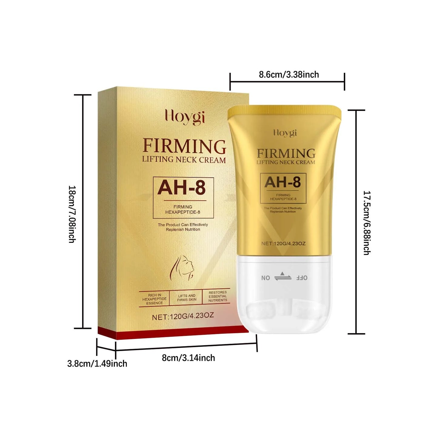 AH-8 Neck Firming Roller Cream Moisturizing Lifting Brighten Skin Fades Fine Lines Reduce Double Chin Massage Firm Neck Cream