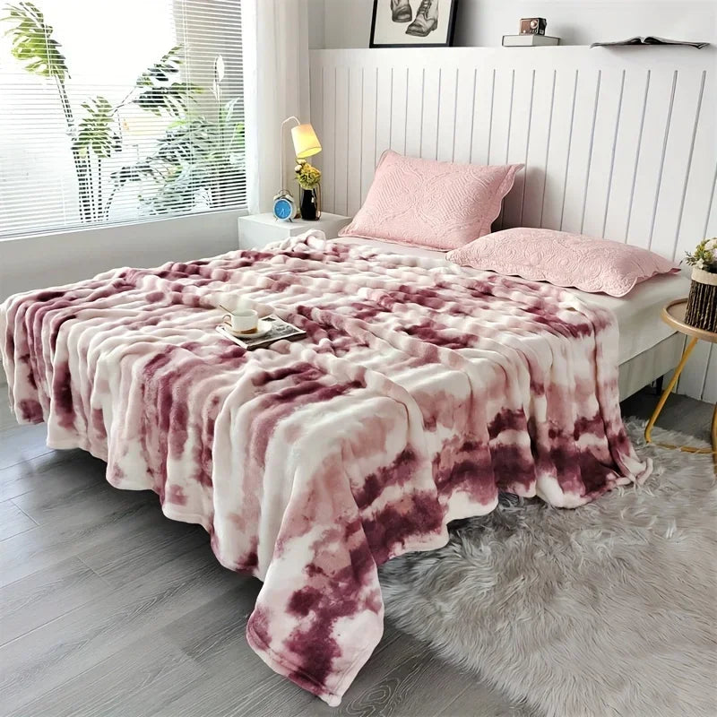Faux Rabbit Fur Bed Blanket, Soft Thick Plush Throw