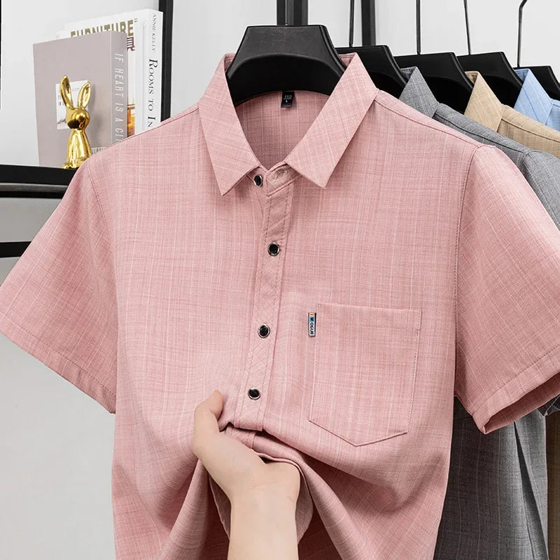 Men's Casual Short-Sleeve Shirt - Soft Wrinkle-Resistant, Travel