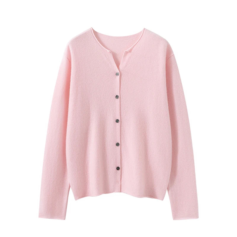 Women's Short Crew Neck Knit Cardigan - Soft Button Sweater Coat