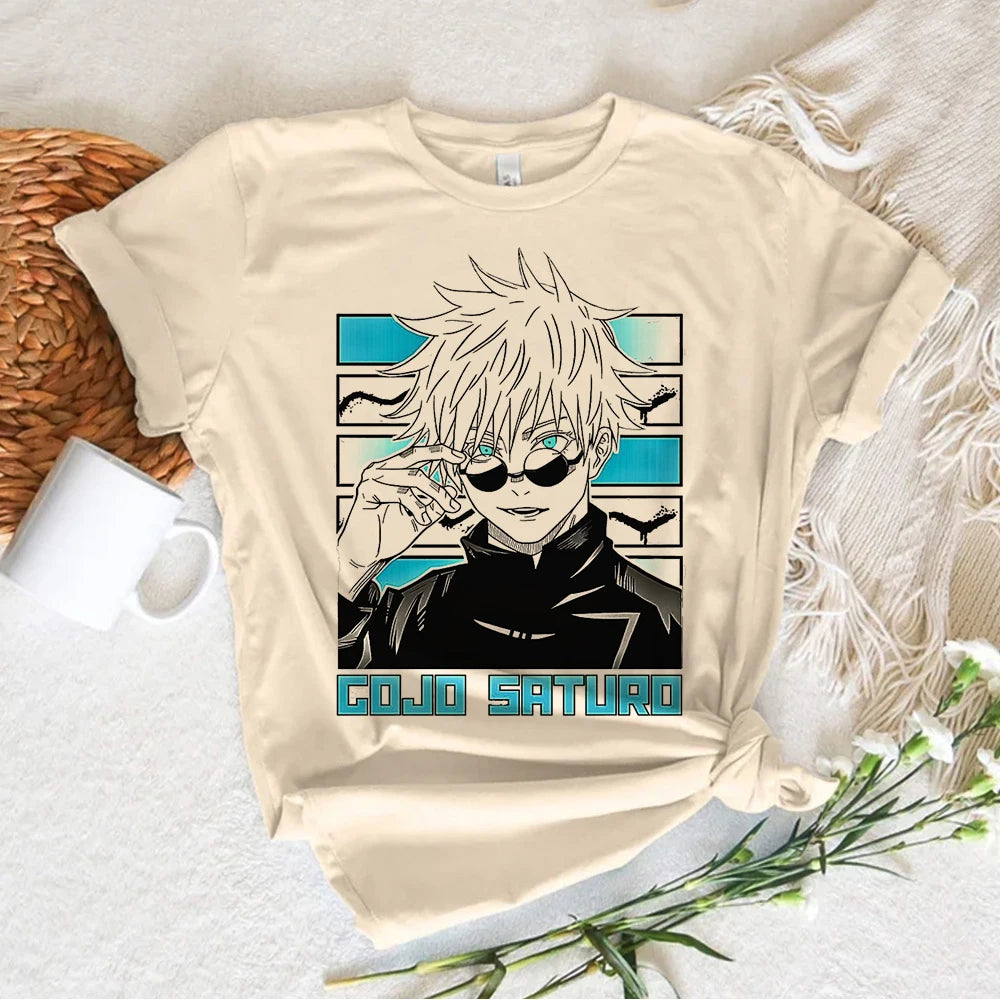 Gojo Anime t shirt women Y2K graphic streetwear top girl Japanese anime streetwear clothes