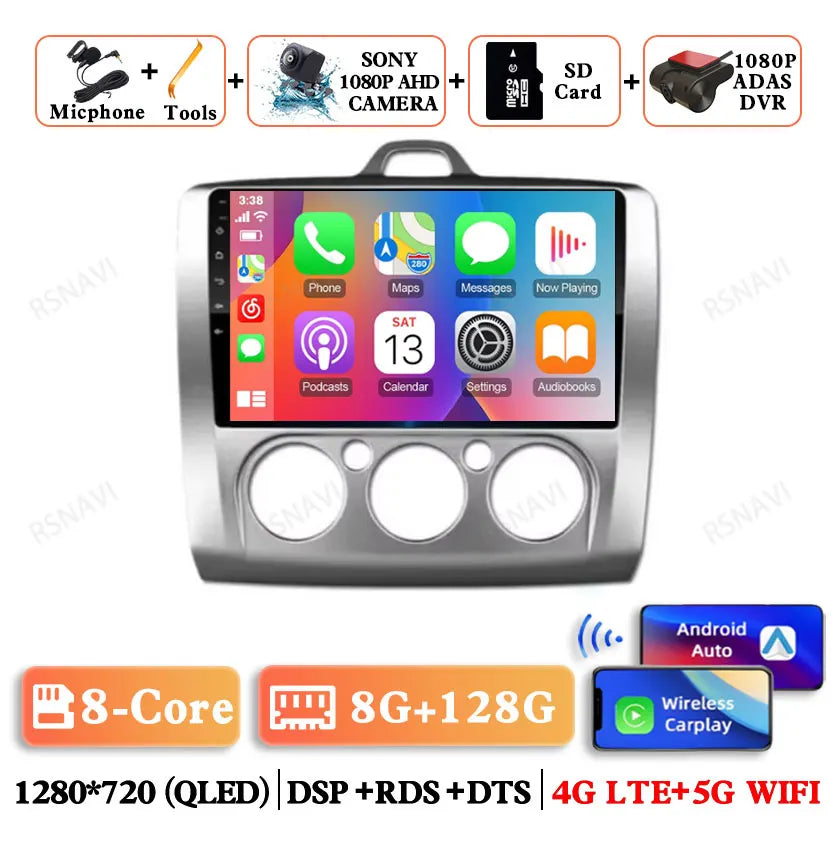 Android 14 Head Unit with CarPlay for Ford Focus 2/3 Mk2/Mk3 (2004-2011)