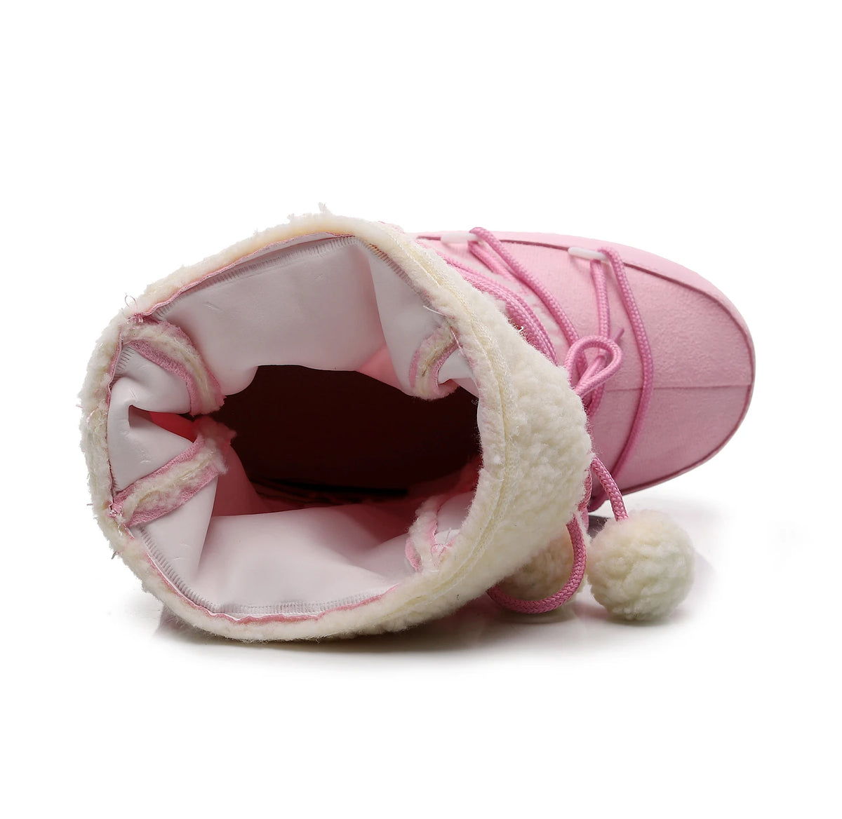 Women's Pink Plush Lace-Up Snow Boots, Platform