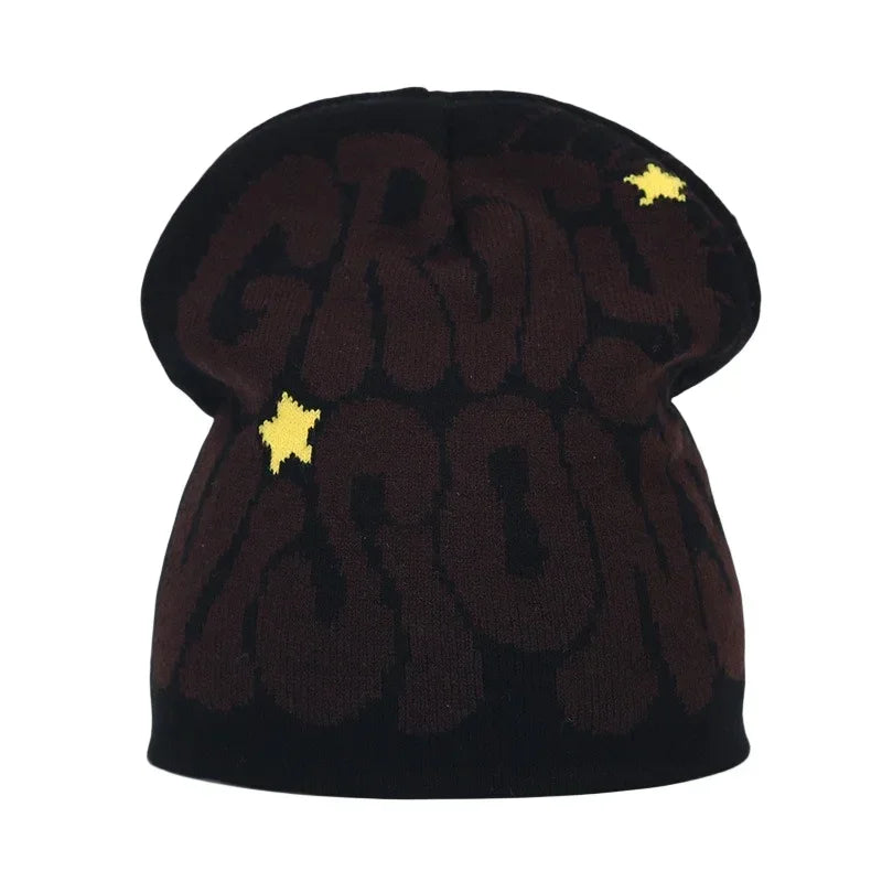 Y2K Letter Knit Beanie, Warm Ski Hat