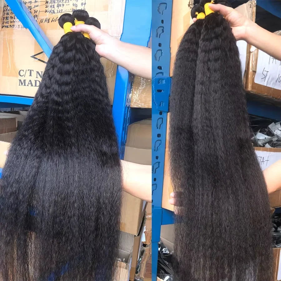 Kinky Straight Peruvian Raw Virgin Human Hair Bundles Weave Sew In Bundle Remy Hair Extension 3 4 Bundles Coarse Yaki 28 30 inch
