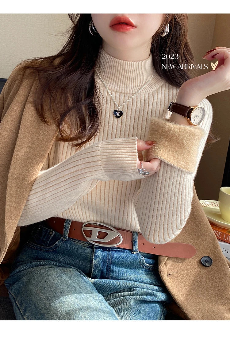 Women's Thermal Turtleneck Top — Velvet-Lined Base Layer