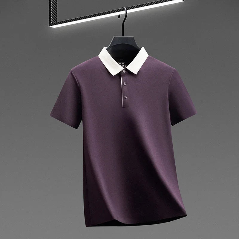 Men's Comfort-Fit Polo Shirt - Quick-Dry Contrast Collar, All Seasons