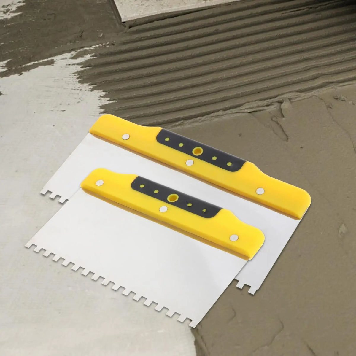 Notched Stainless Steel Trowel for Tile Adhesive and Grout