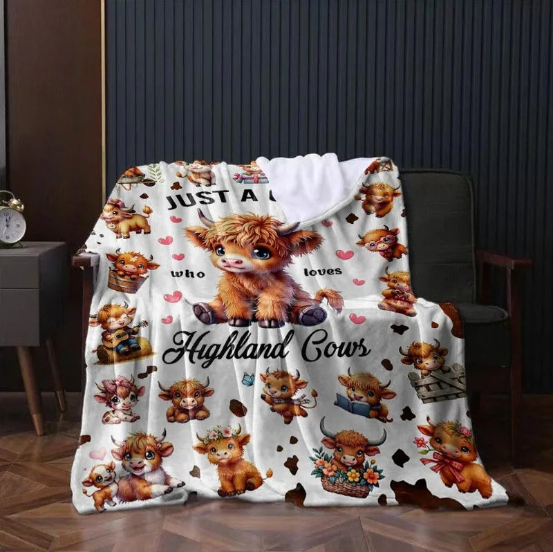 Highland Cow Flannel Throw Blanket