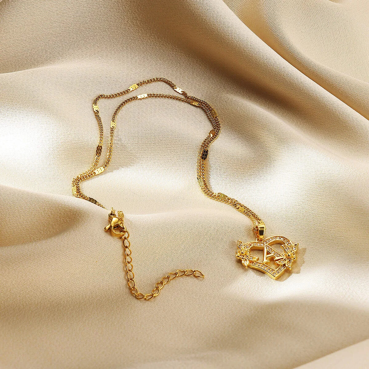 Initial Heart Necklace – Gold-Tone A-Z Letter Pendant