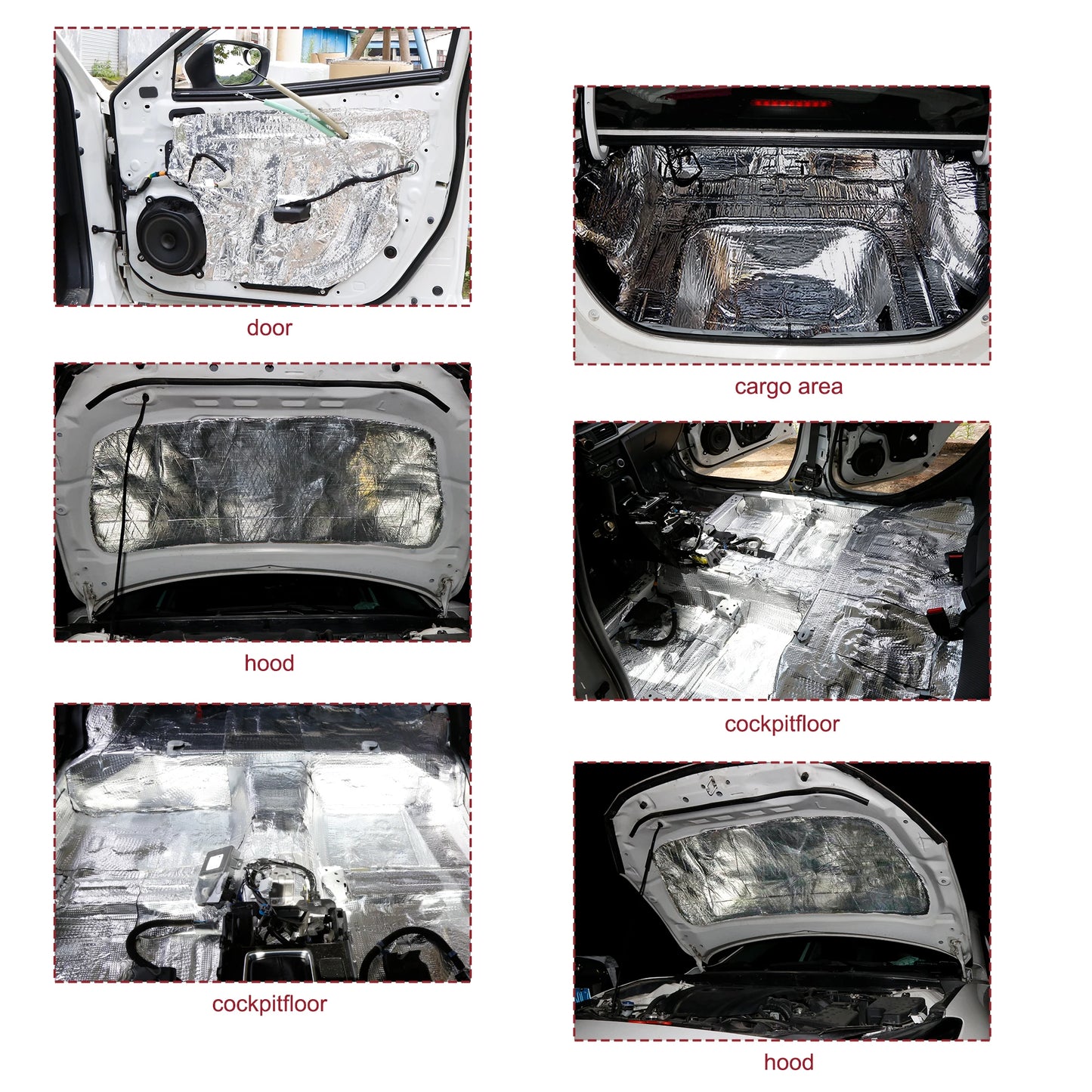 Uxcell Car Firewall Heat Sound Deadener Insulation Mat Aluminium Coating Cotton Self-adhesive Noise Insulation 5mm 10mm
