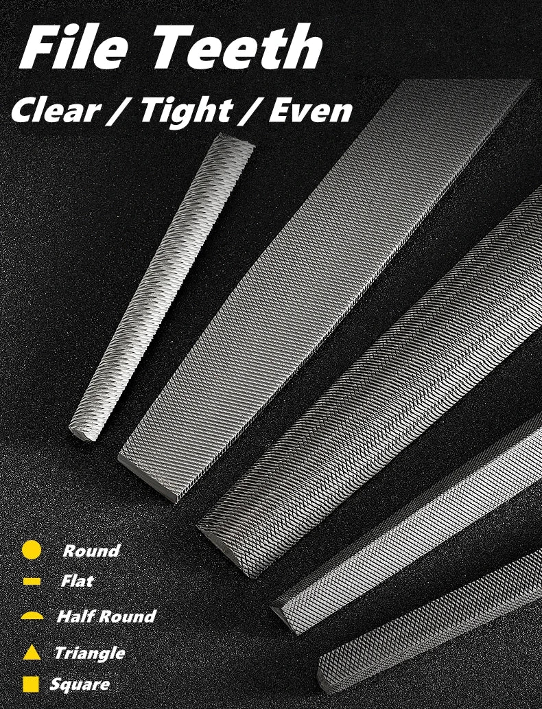 6/8/10 inch High Carbon Steel File, Files Tools for Metal Wood and Stone Trimming, Shaping, Bastard File with Uniform Teeth