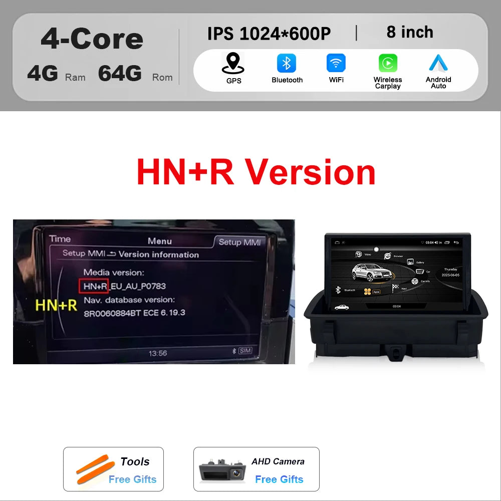 Wireless CarPlay Android 16 For Audi Q3 2011 - 2018 Car Multimedia Radio Navigation GPS WIFI Wired Auto DSP 8 inch Touch Screen
