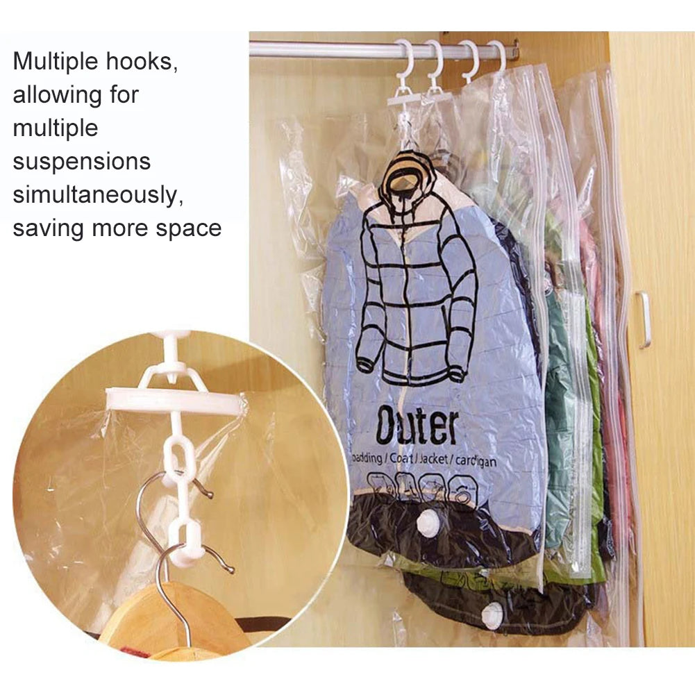 Hanging Vacuum Bag Clothes Organizer Bag Dustproof Clothes Vacuum Storage Bags Wardrobe Quilt Compression Empty Pump Bags