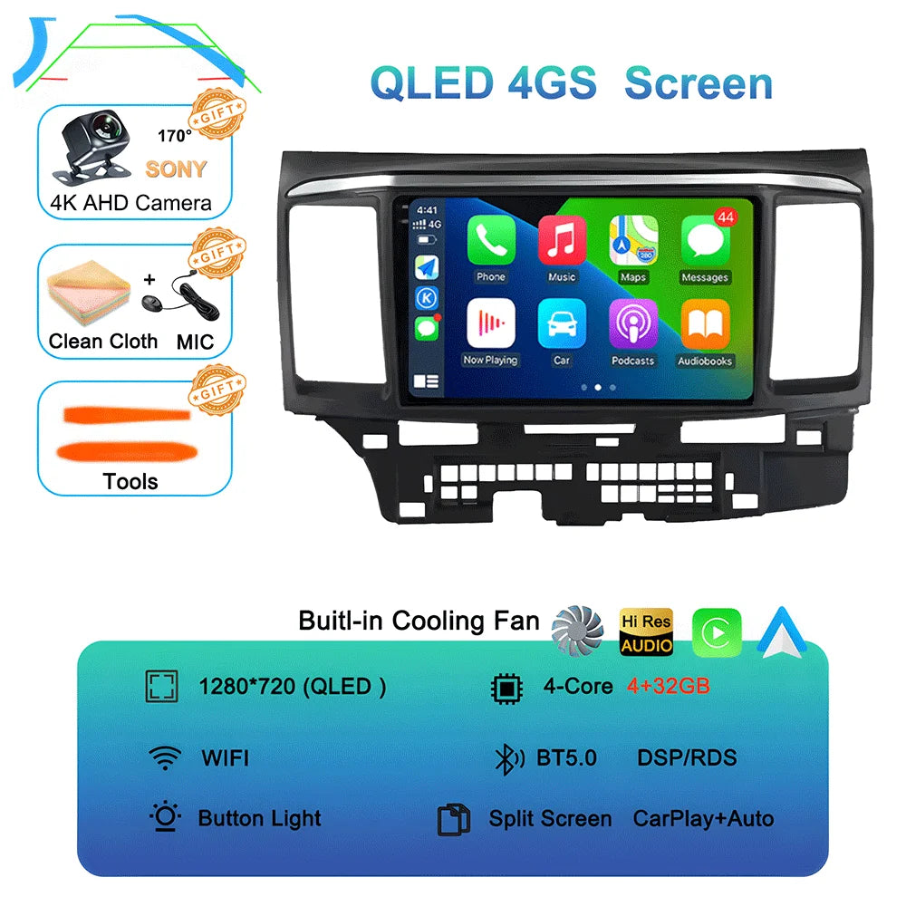 Android 16 Video Player For MITSUBISHI LANCER 9 10 X 2008 - 2016 9Inch Car Radio Stereo Audio GPS Player Carplay Auto Screen