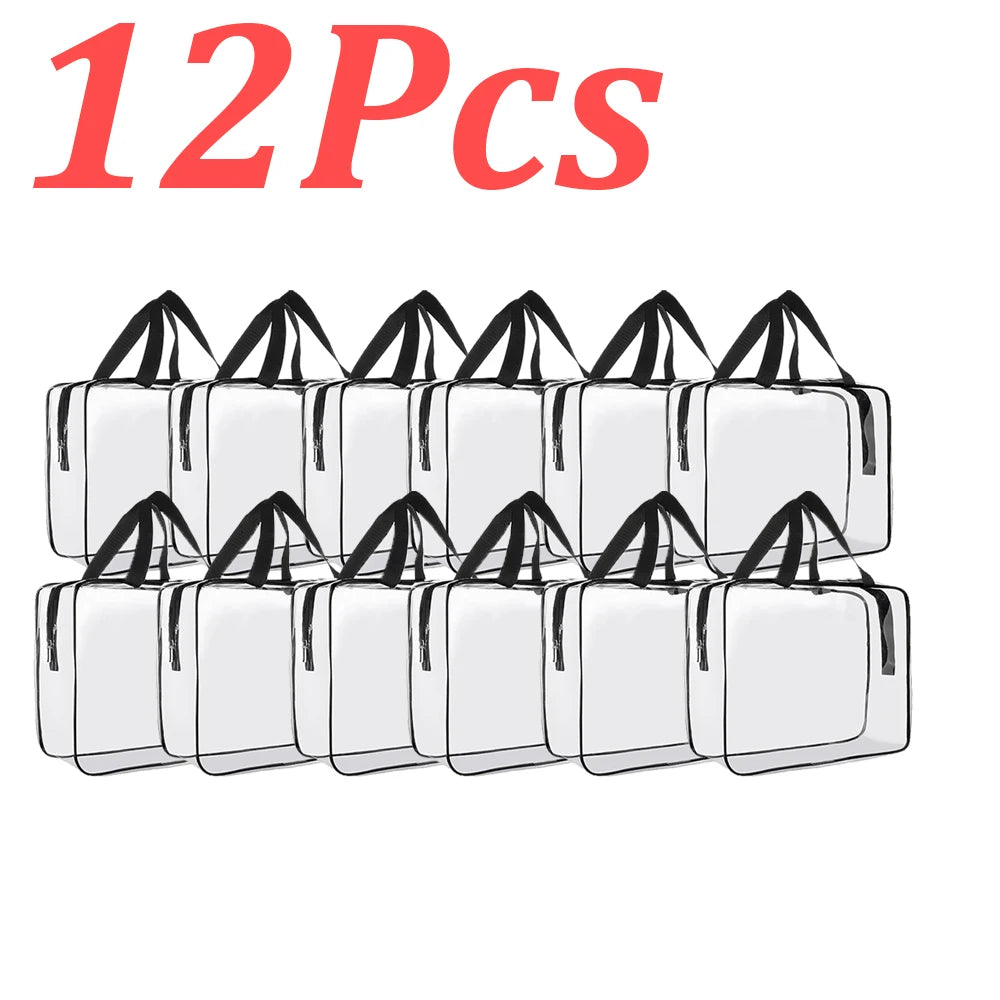 1-12Pcs Large Toy Storage Bags Reusable Clear PVC Travel Waterproof Organizer Bags Makeup Pouch for Books Building Blocks Puzzle