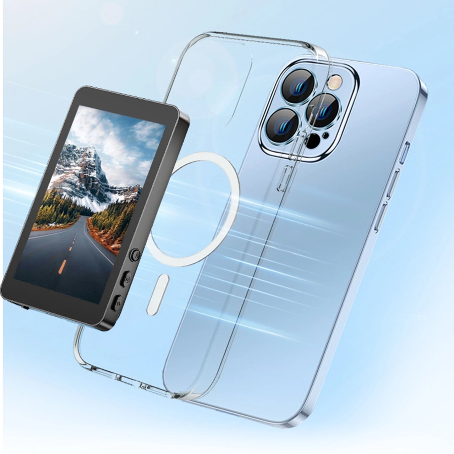 Upgrade Magnetic Wireless Selfie Monitor Screen 4inch For Android Phone Rear Camera Live Streaming Video Recording W/ Zoom Focus
