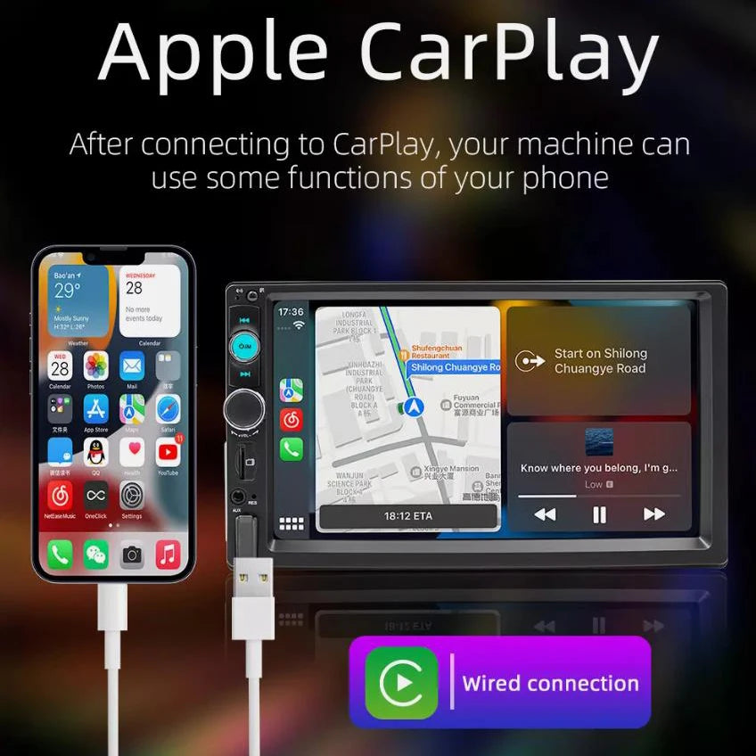 New Quality 7inch Single 1Din Touchscreen Car Stereo Radio With Handle Remote Control Camera For Apple/Android CarPlay Bluetooth