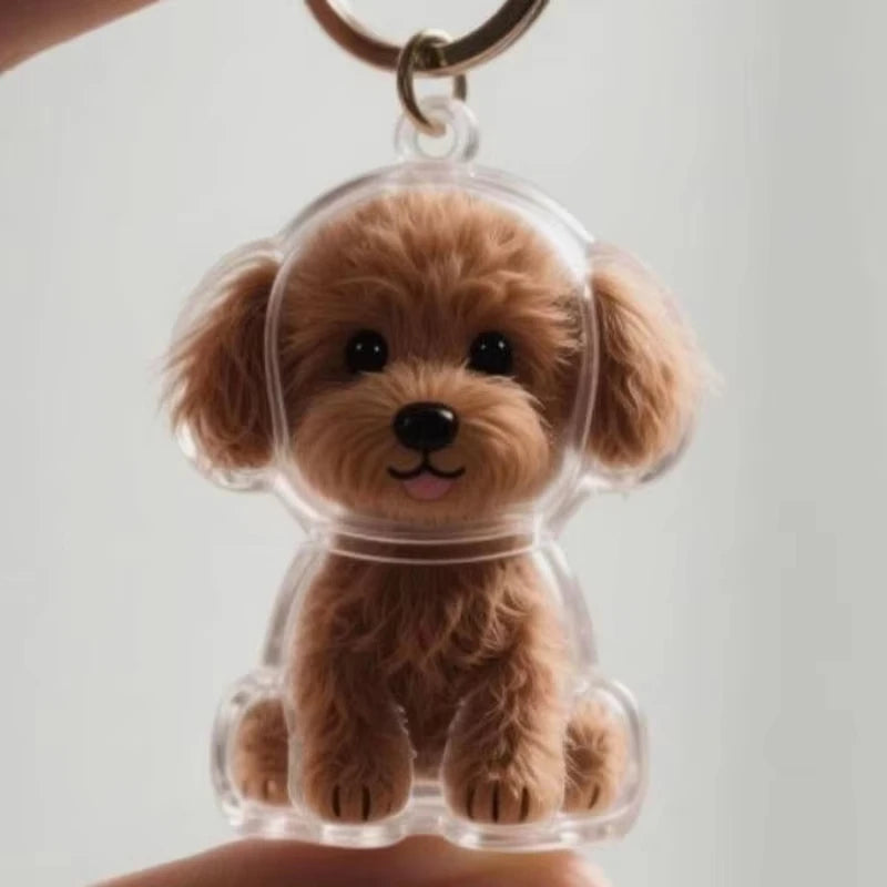 Lovely Dog Hair Storage Keychain Pendant for Bags, Couples Car Keys, Unique Jewelry Souvenir Gift Decoration Accessories Set